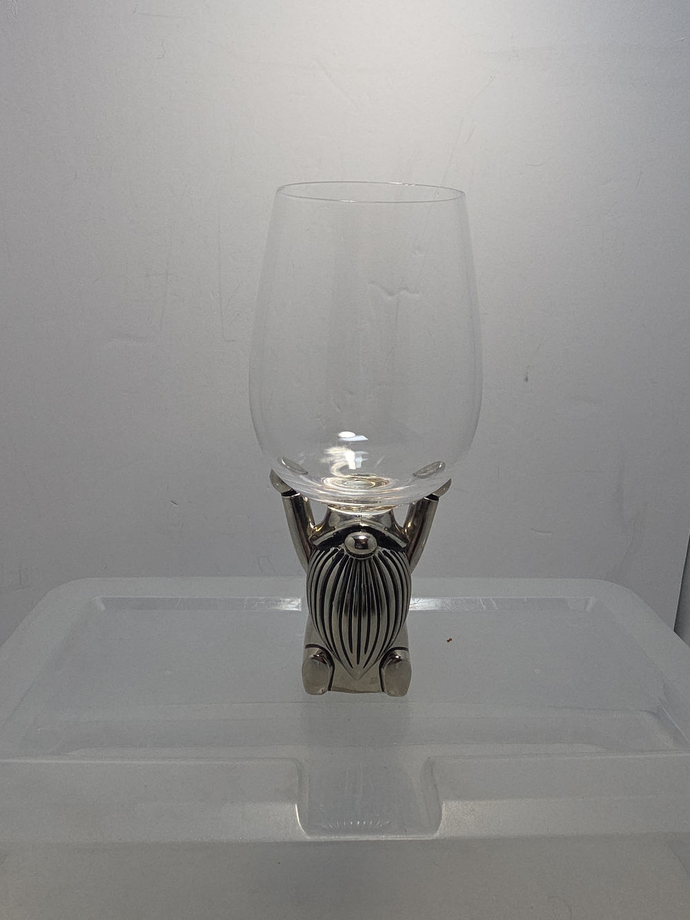 Pottery Barn Gnome Wine Glass 14.5 Oz Zinc Alloy Christmas Holiday Barware